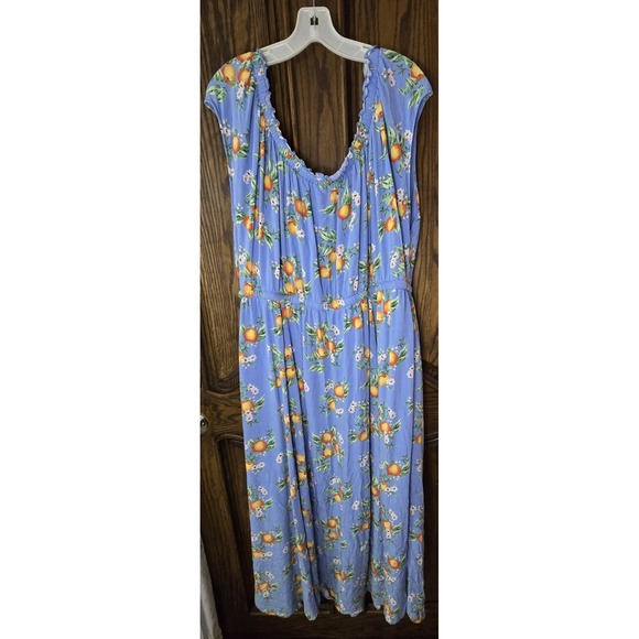 Torrid Women's Plus Size Orange Groves Blue Double Slit Maxi Dress Size 3 3x - Picture 3 of 4